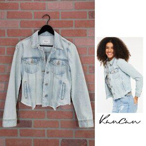 KanCan Light Wash Distressed Denim Jacket - XS